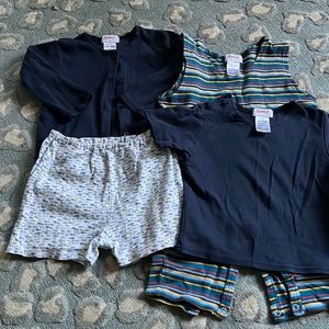 Zutano Baby 12-18mo 4-piece set: romper, t shirt, shorts, cardigan
